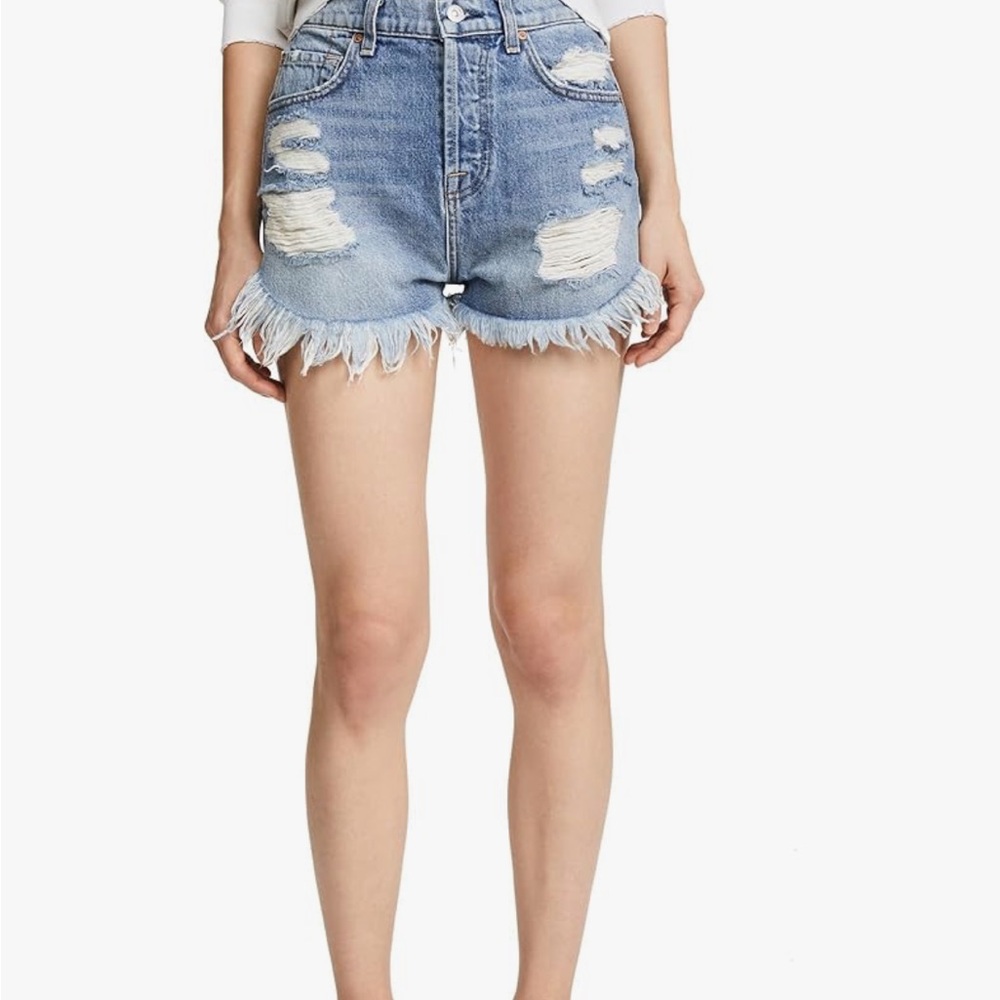 7 For All Mankind Women's High Waist Cutoff Off Short with Scallop Hem, 27